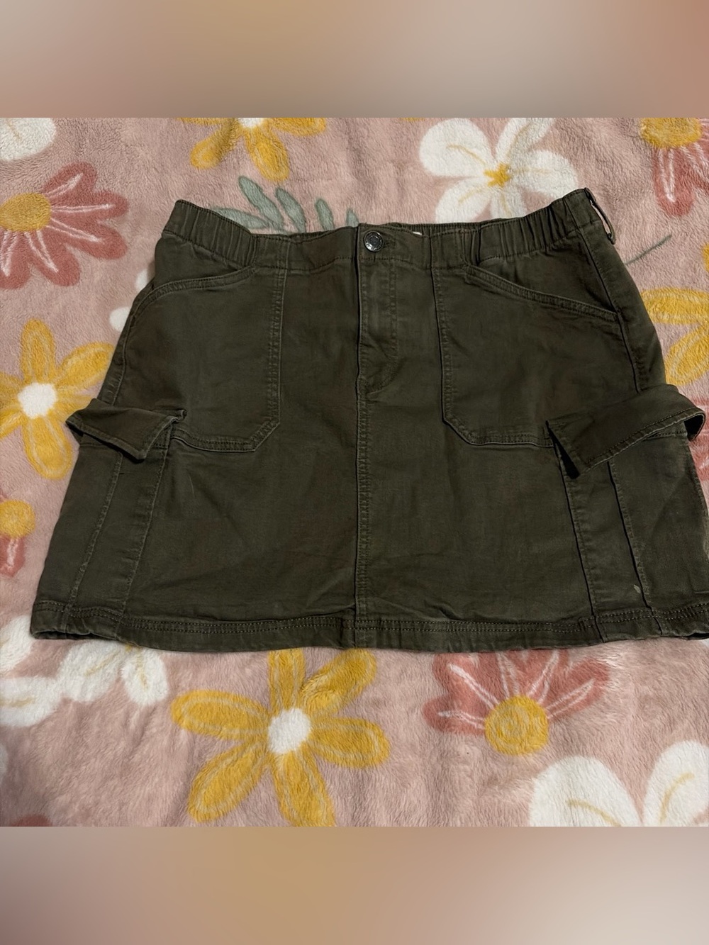 Olive Green Cargo Mini Skirt